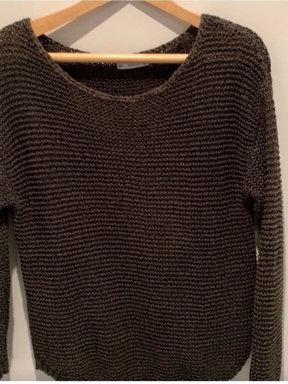 Zara Women's Chunky Crewneck Sweater - dark army green
